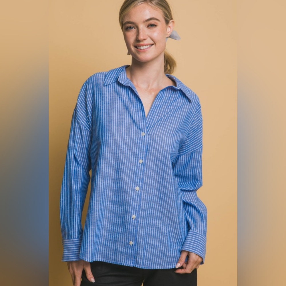 Blue Stripe Button-Down Shirt